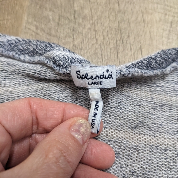 Splendid Gray and White Striped Sweater Top - Picture 4 of 7